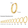 Pendientes de aro circulares minimalistas para mujer, sencillos aros redondos de acero inoxidable
