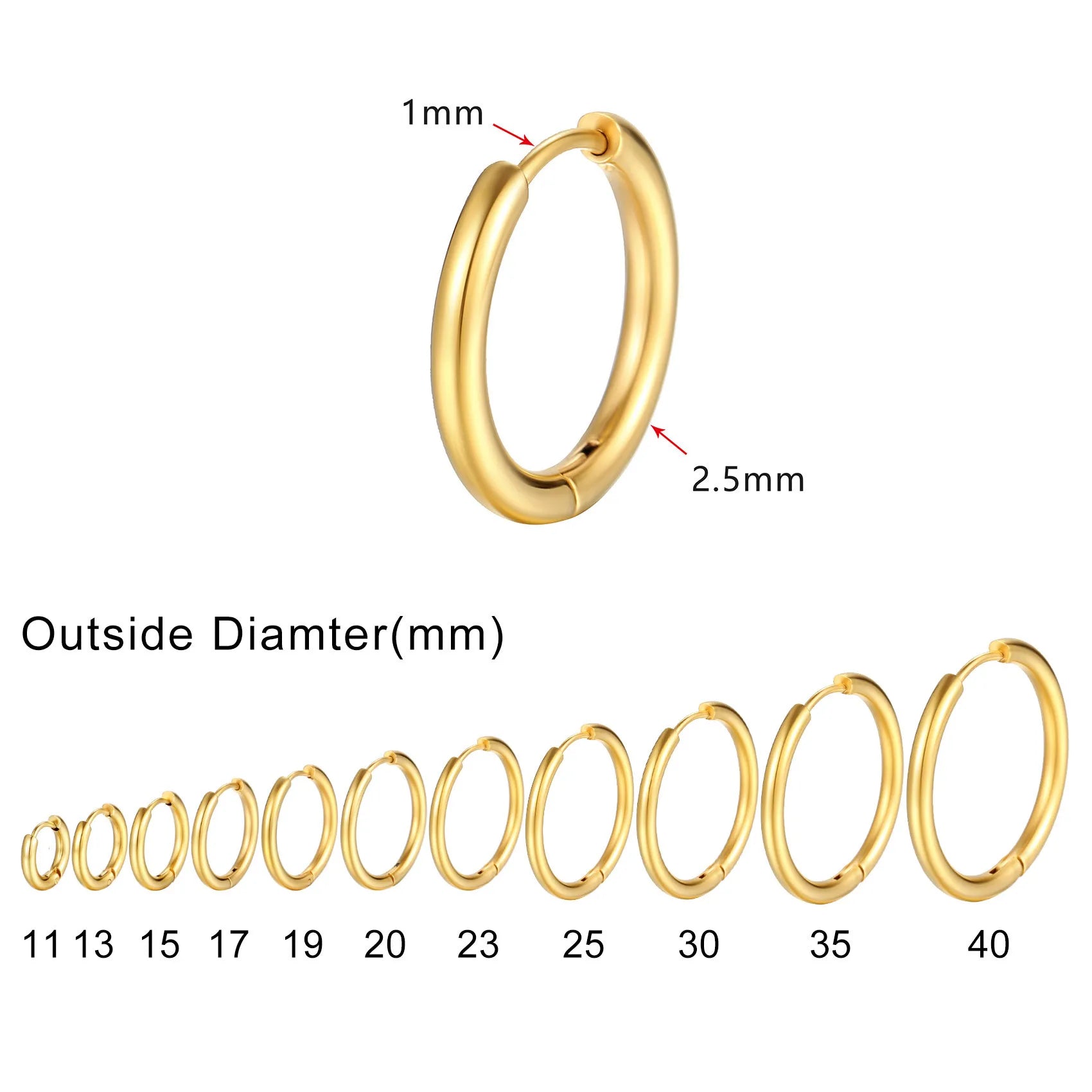 Minimalistische Creolen für Damen, einfache runde Huggie-Ohrringe aus Edelstahl