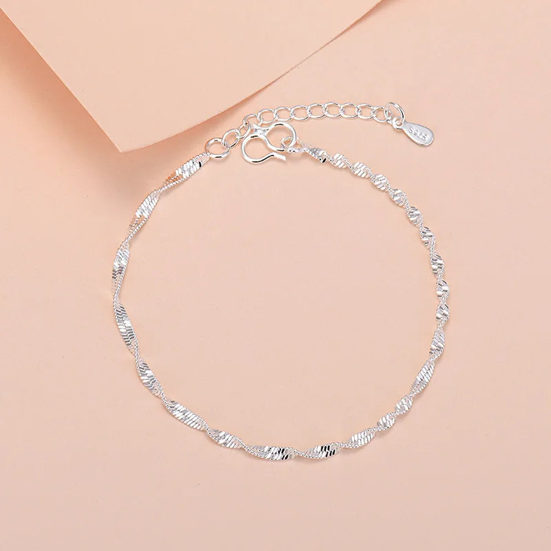 925 Sterling Silber Glücksperlen-Charm-Armbänder für Damen, Paar-Ketten, runde Armreifen, Luxus-Schmuckzubehör, Großhandel