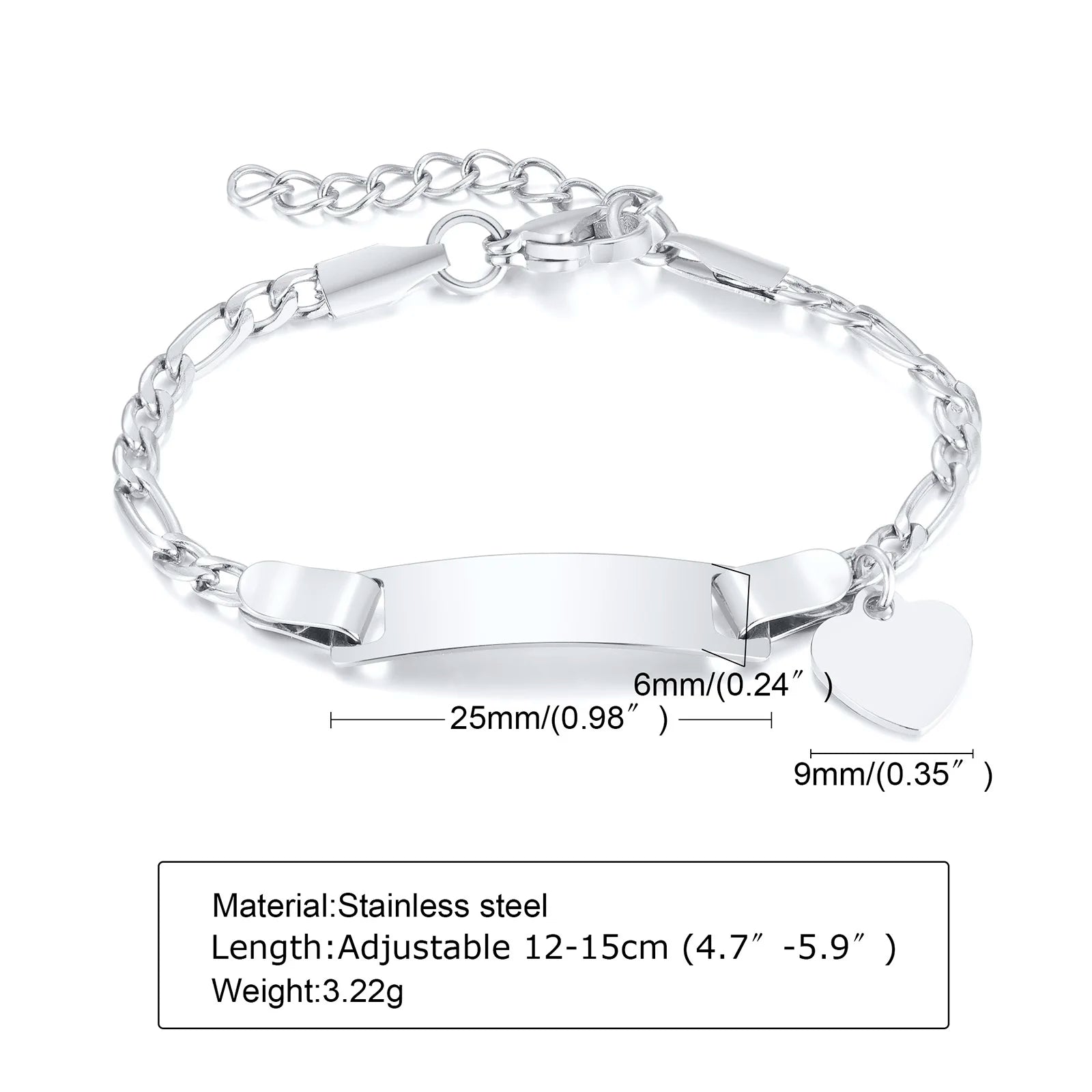 Individuelles personalisiertes Namens-ID-Armband für Mädchen und Jungen, Edelstahl-Gliederketten-Kronenarmband, nicht allergisch