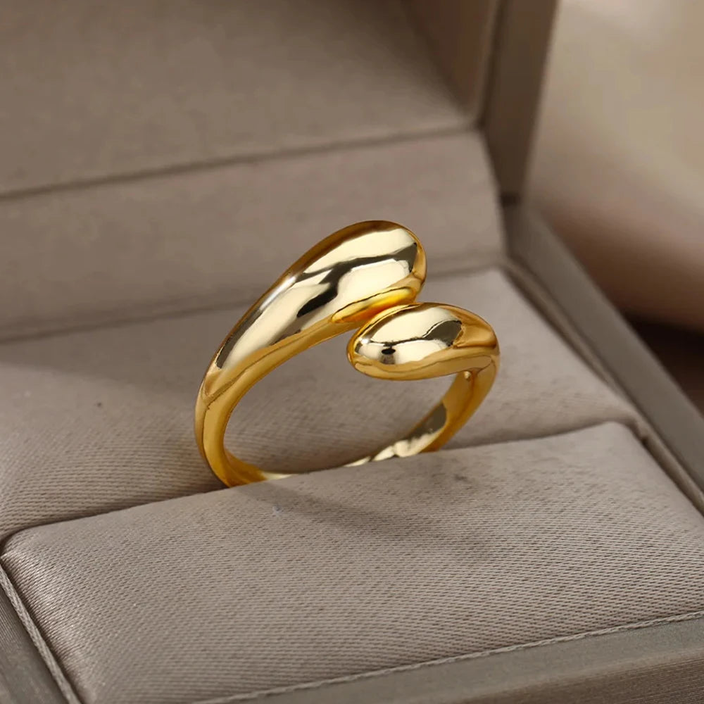 Anti-Stress Drehbare Perlenringe für Damen Herren Goldfarben Edelstahl Doppelte Glatte Perlen Fingerring Party Schmuck Geschenk