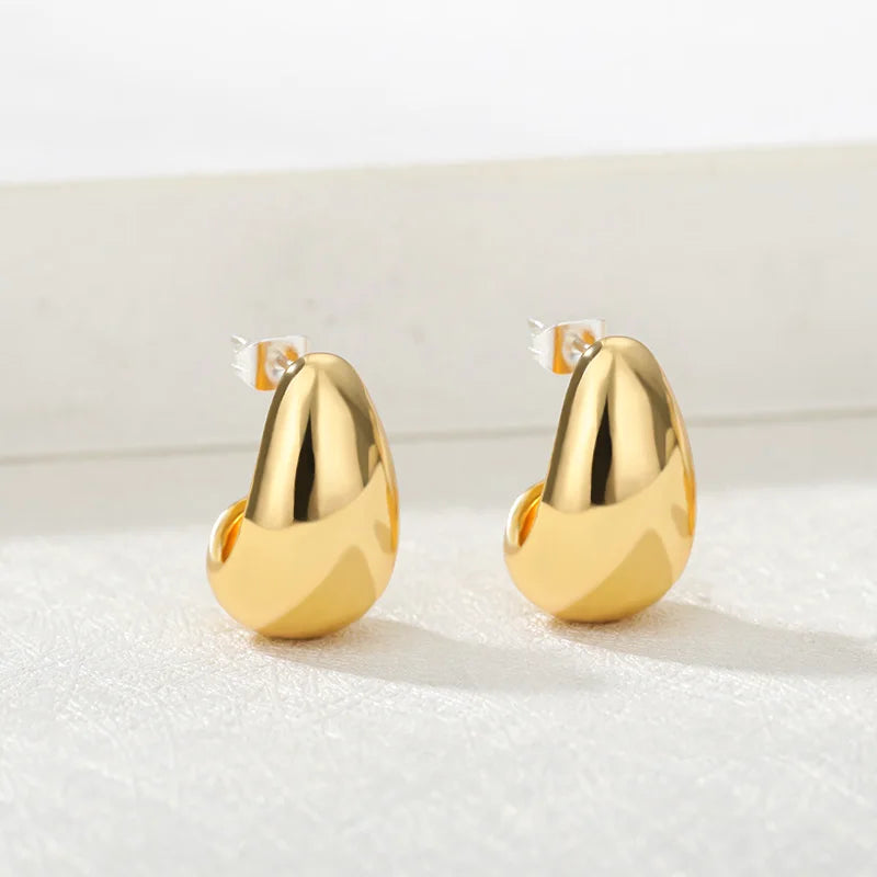 C-förmige Muschel-Ohrringe für Damen, Edelstahl, Wassertropfen, Tropfen-Hoop-Ohrringe, modische Piercing-Ohr-Accessoires, Party-Schmuck
