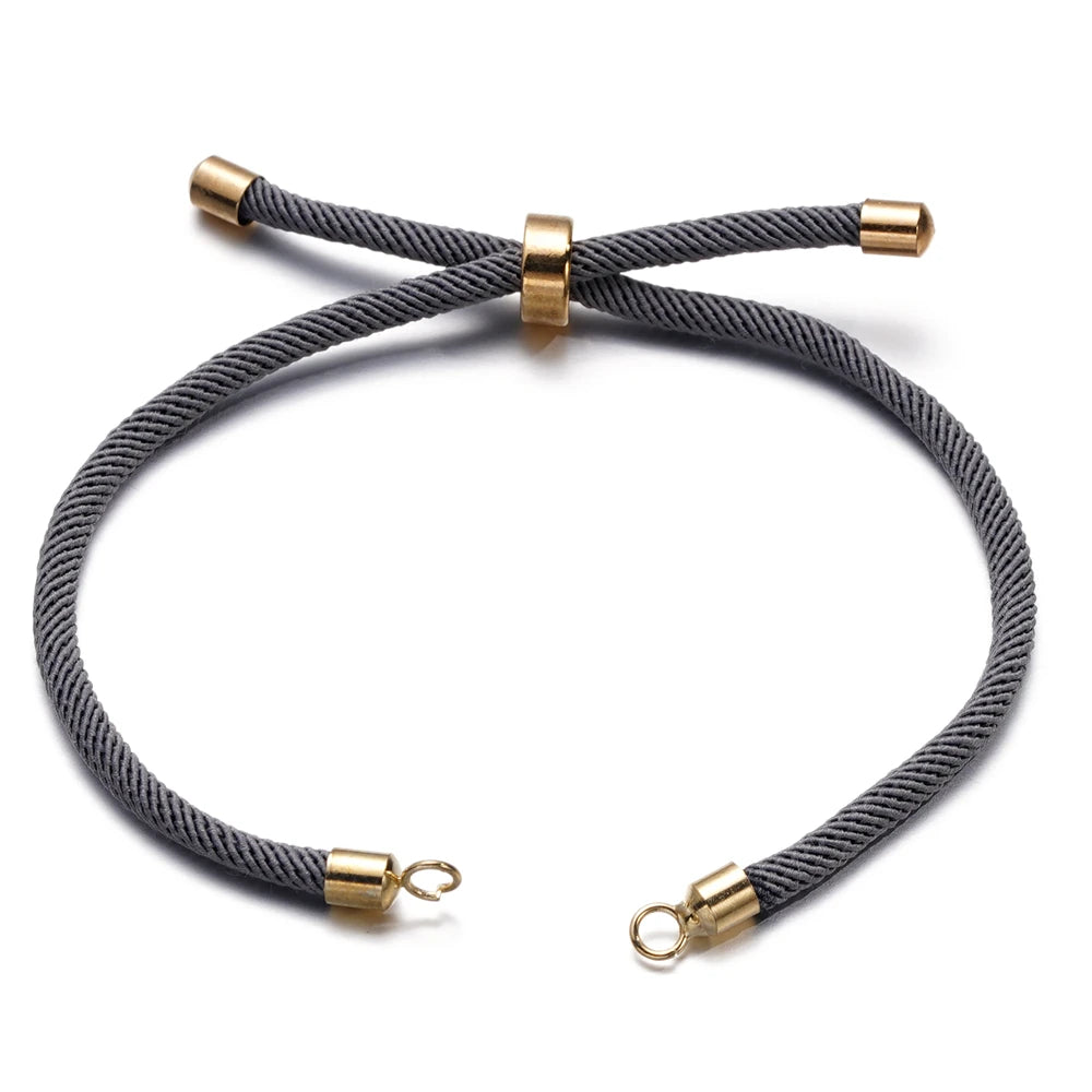 1 Stück Verstellbare Nylon Geflochtene Kordeln Schieber Freundschaftsarmbänder mit Messingkordelende für Schmuckherstellung DIY Zubehör