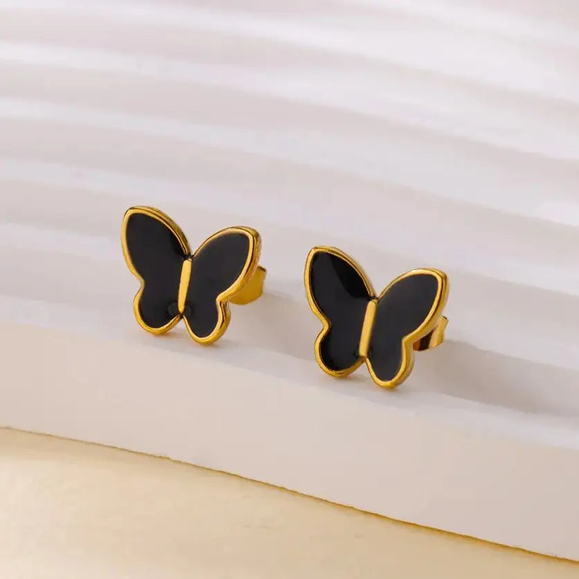 Edelstahl Weiße Schmetterlings-Ohrringe für Frauen Elegante Ohr-Accessoires Ästhetische Schmetterlings-Ohrstecker Hochzeitsschmuck Geschenk