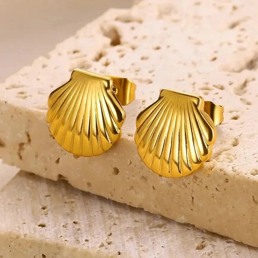 Edelstahl Muschelstecker Ohrring für Damen Goldfarbe Vintage Muschel Piercing Ohrring 2024 Trend Großhandel Ozean Schmuck Geschenk