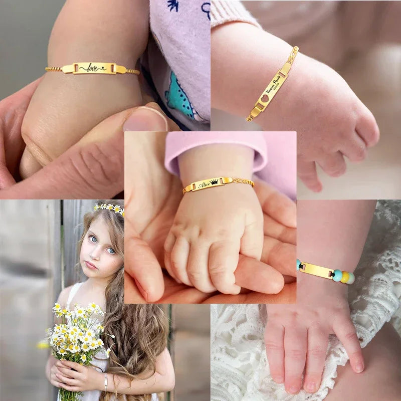 Personalisierte Baby-Namensarmbänder, antiallergisch, Edelstahl, Taufarmreif, Schmuck, individuelle Geschenke für Jungen und Mädchen, Familie, Liebe