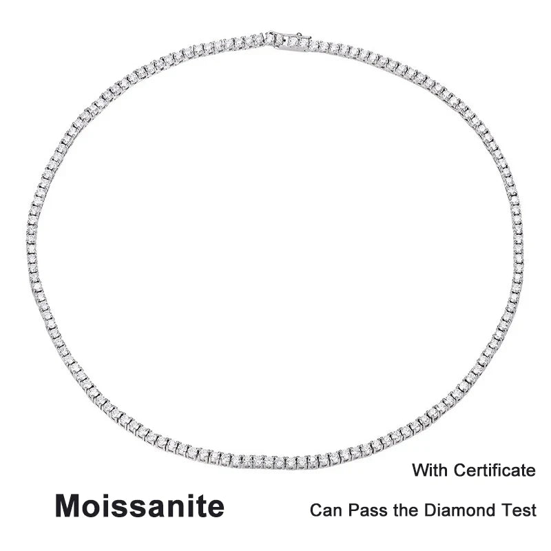 NeeTim Collar de Tenis de Moissanita Completa de 2.5mm Plata de Ley 925 con Chapado en Oro Collares Cadena Fina Joyería para Mujer