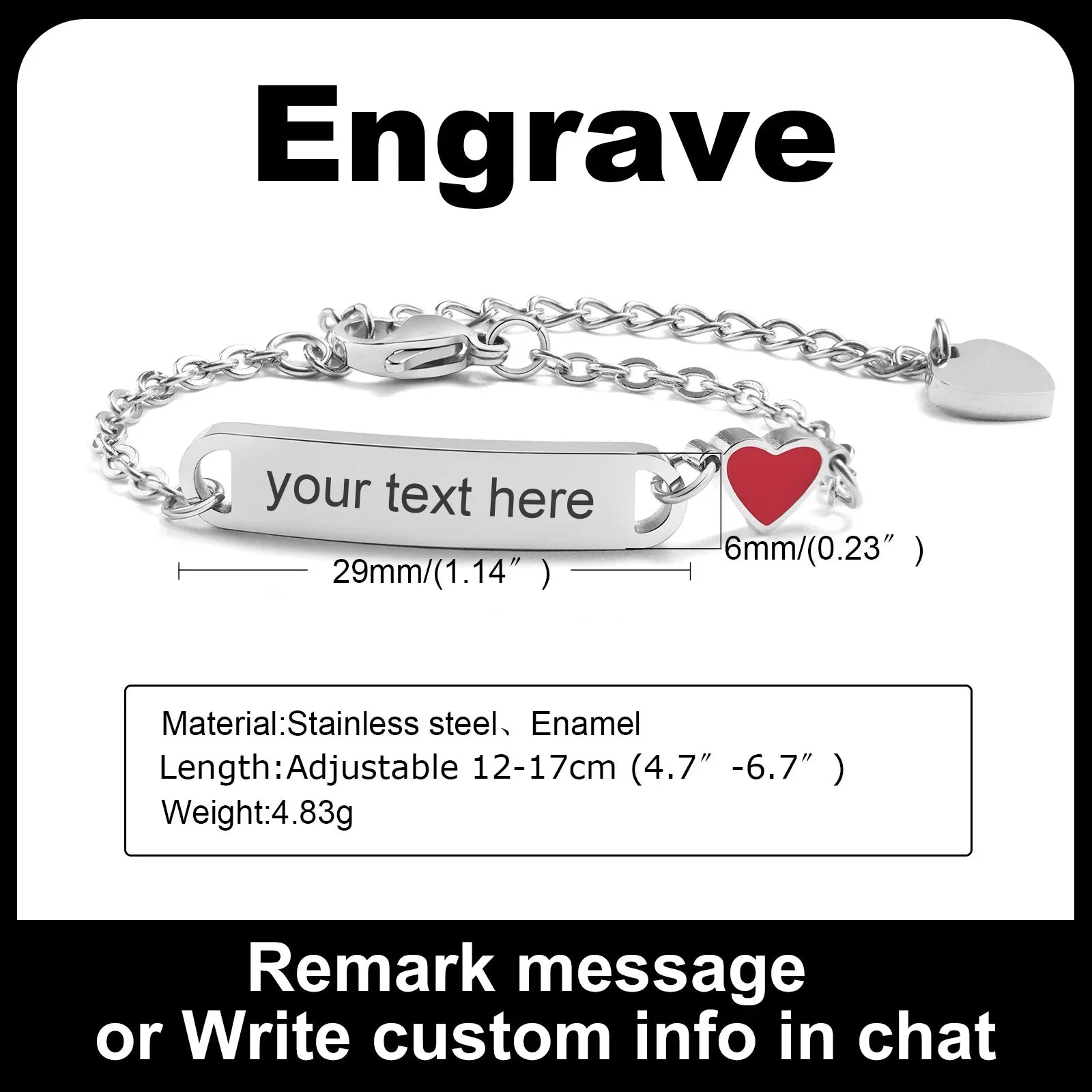 Personalisiertes Herz-Armband für kleine Mädchen/Jungen, gravierbares ID-Namensarmband, personalisiertes Edelstahlketten-Geburtstagsgeschenk
