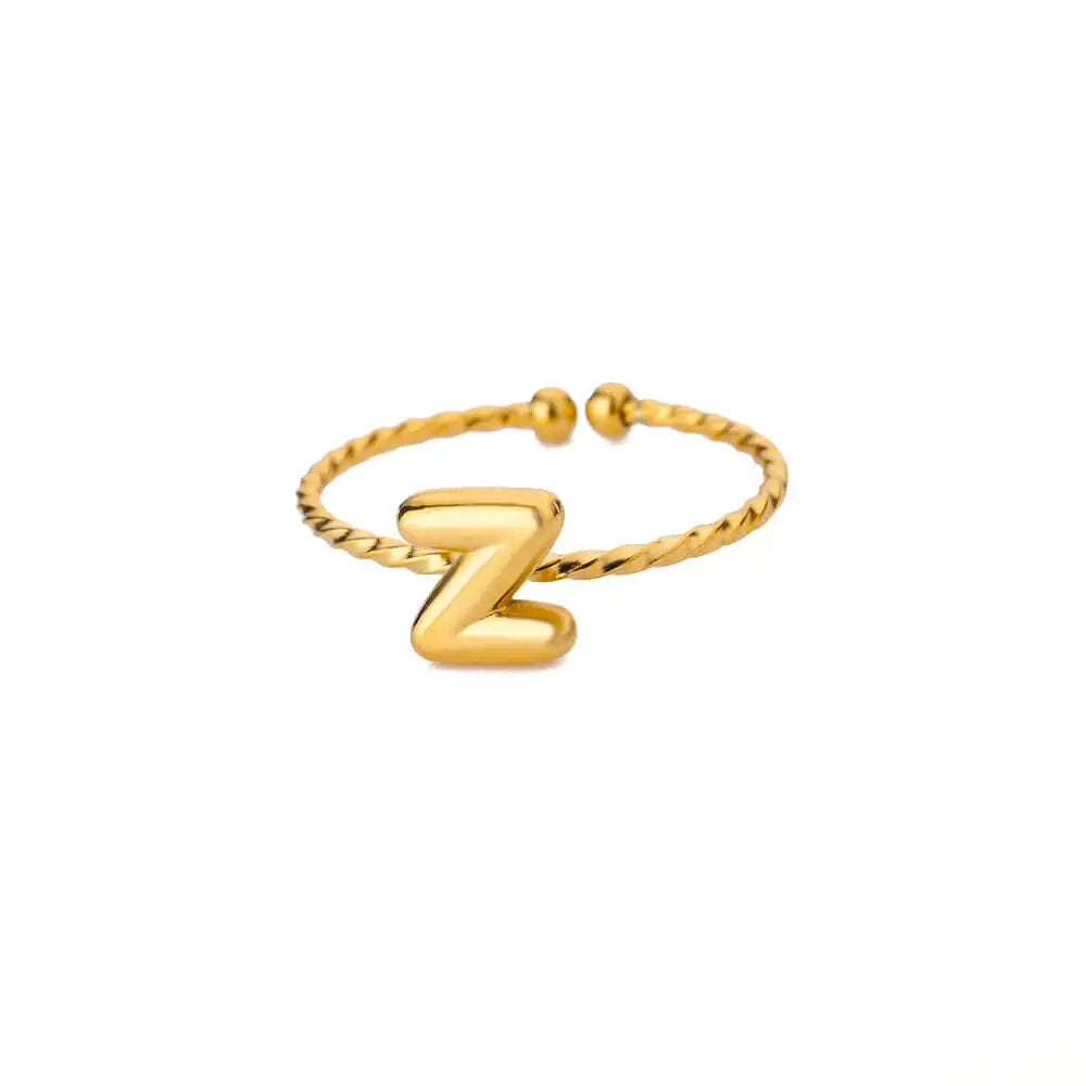 Süße klobige Initialenringe für Frauen, goldfarbener Edelstahl A-Z Buchstaben verstellbarer Ring, ästhetischer Hochzeitsschmuck, Geschenk