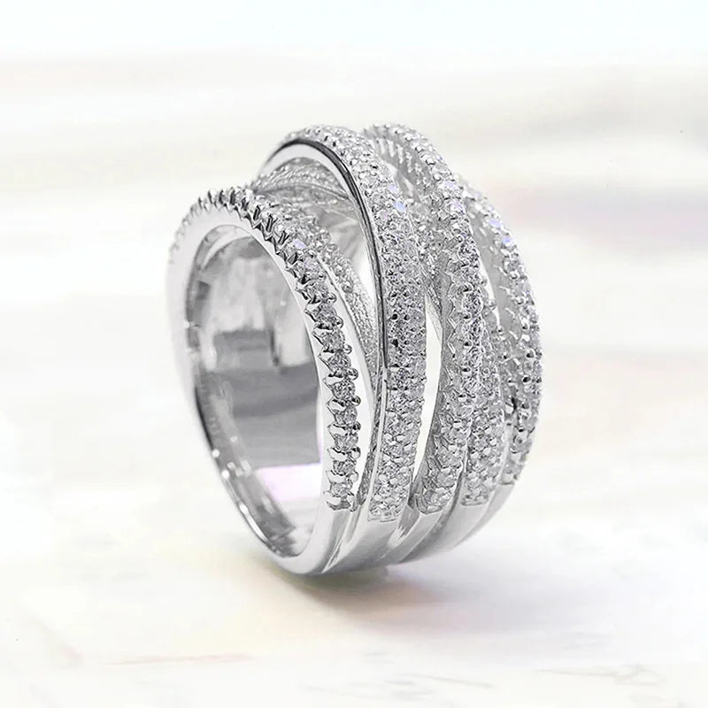 925er Sterling Silber Klassischer Vintage Wickel-Zirkon-Ring für Damen, Party, Luxus, Mode, Hochwertiger Edelschmuck, Bestseller