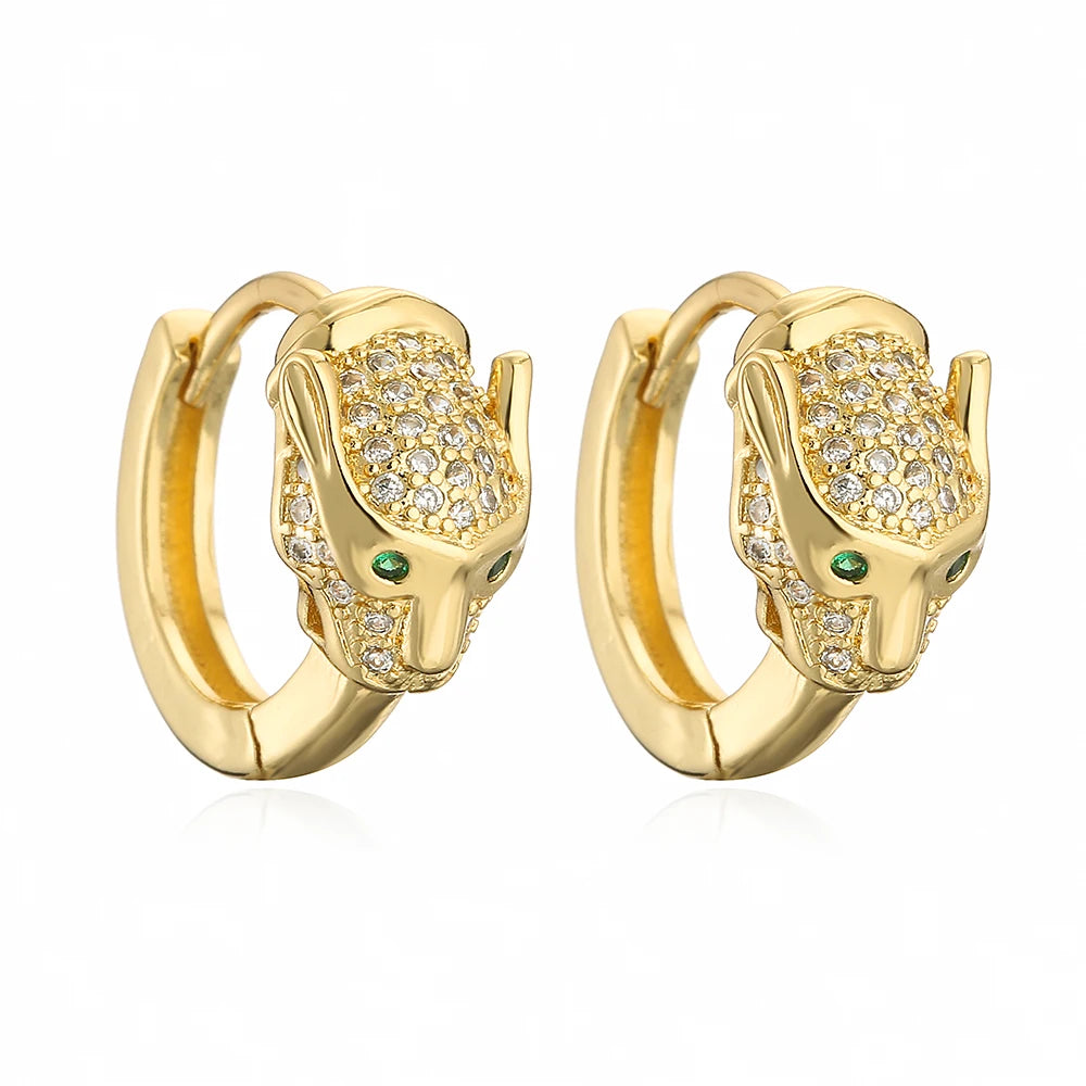 NEWBUY Mode Goldfarbe Tier Ohrhänger für Frauen Einzigartiges Design Leopard Ohrring Statement Damen Party Schmuck