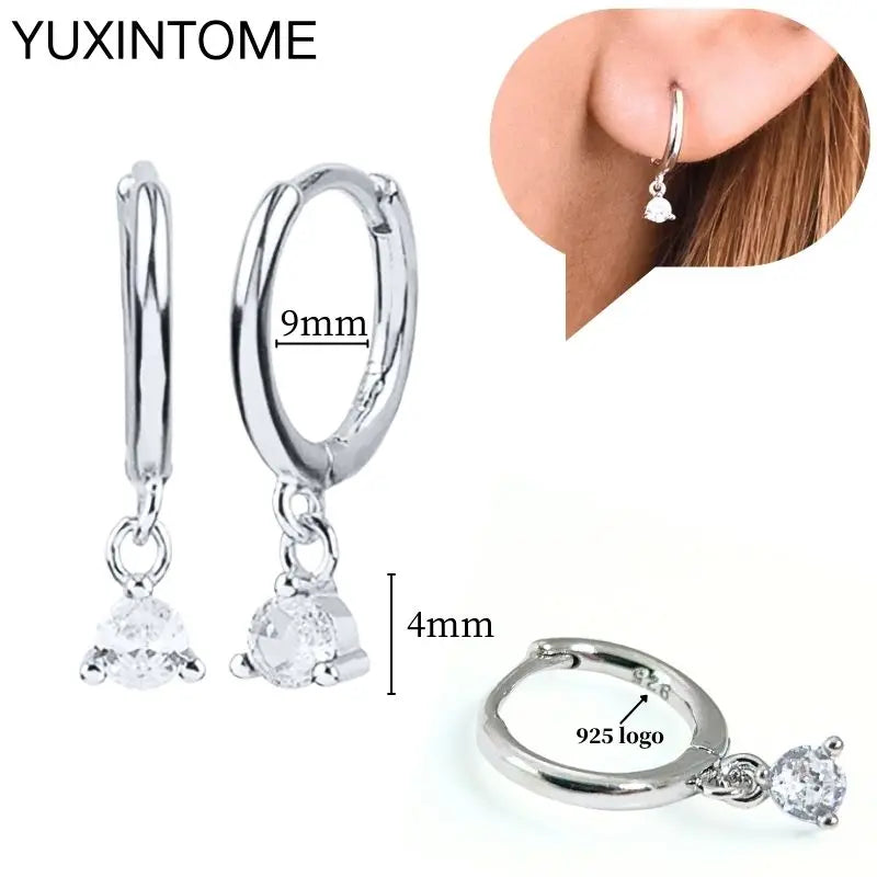 925 Sterling Silber Ohrnadel Mode Creolen Weiße Kristall Luxus Damen Silberohrringe Hochzeit Damenschmuck Geschenk