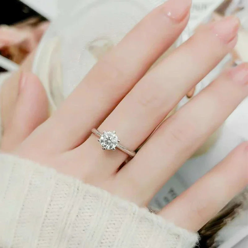 NeeTim 0,5-5ct Moissanit Ring für Frauen 925 Sterling Silber mit Weißgold überzogen Labor-Diamant Verlobung Ehering Schmuck