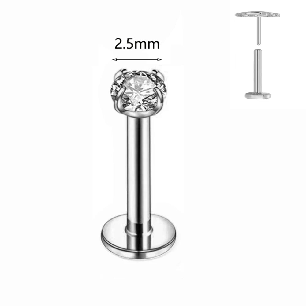ASTM F136 G23 Titan Labret Piercing Seestern Ohrstecker Biene Blatt Push-In CZ Gewindeloser Knorpel 16/18/20G Körperschmuck