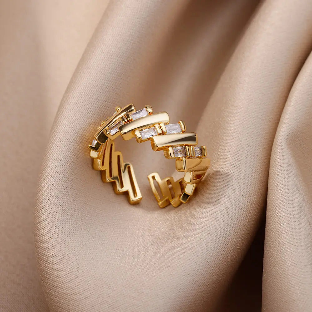 Edelstahl Sonnenringe für Frauen Goldfarbe Sonne Schmetterling Finger Verstellbarer Ring Ästhetischer Mode Hochzeitsschmuck Geschenk