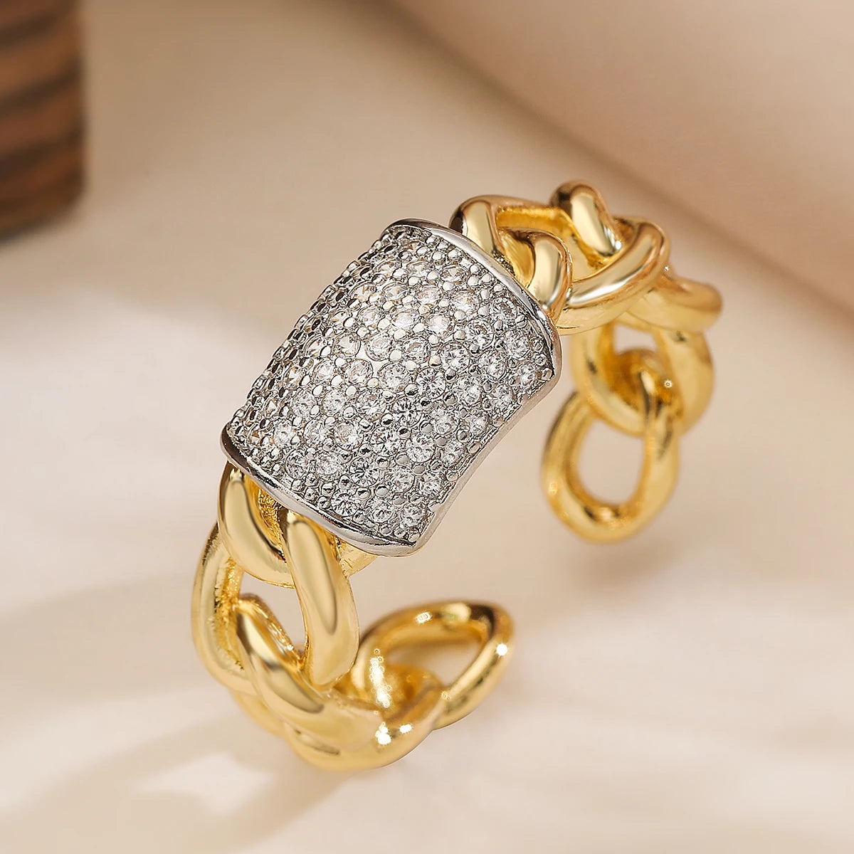 NEWBUY Marke Luxus AAA Zirkonia Pflasterfassung Kupfer Schmuck Gold/Silber Mix Farbe Eheringe Für Frauen Geschenk
