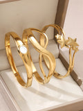 1 Stück/Set Damen Hochzeitsschmuck Party Feiertag Valentinstag Geschenk Edelstahl Armband 18K vergoldet Armband