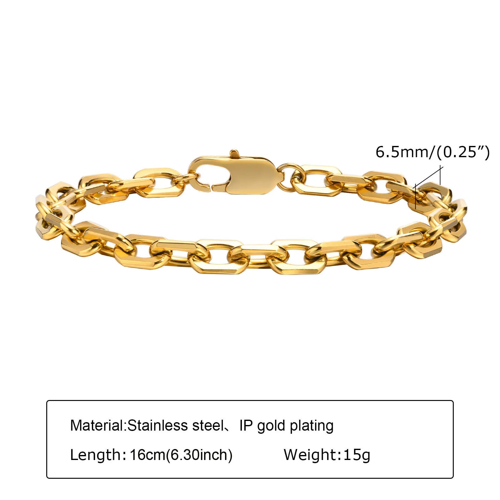 Damen-Armband aus Edelstahl, 18 Karat vergoldet, gedreht, Büroklammer-Design, verstellbares Gliederarmband, klobiger stapelbarer Lagenlook-Schmuck