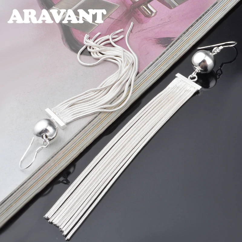 Aravant 925 Sterling Silber Perlen Langer Tropfen Ohrring Für Frauen Mode Hochzeit Schmuck