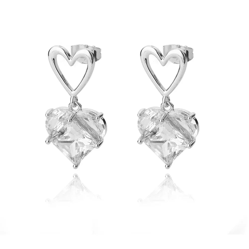 Zirkon Herz Ohrringe für Damen, Edelstahl, goldfarben, Piercing-Ohrringe, Trendschmuck 2025, Aretes, Accessoires für Frauen