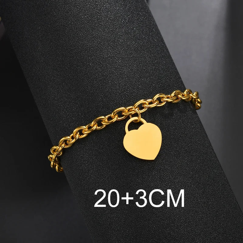 Bluelory personalisiertes Armband für Herren und Damen, Edelstahl, verschiedene Stile, leeres Namensschild, Herzarmband, Party-Schmuckgeschenk