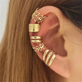 5er-Set Trendige elegante Ohrklemme Klassischer eleganter Stil Damen Ohrclips ohne Piercing Blattförmig Kreis Gestapelte Form