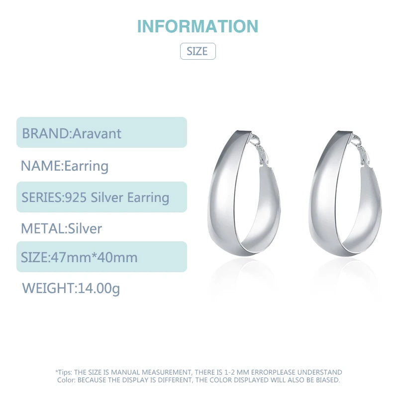 Aravant 925 Sterling Silber Glatte U-förmige Creolen für Damen Modeschmuck