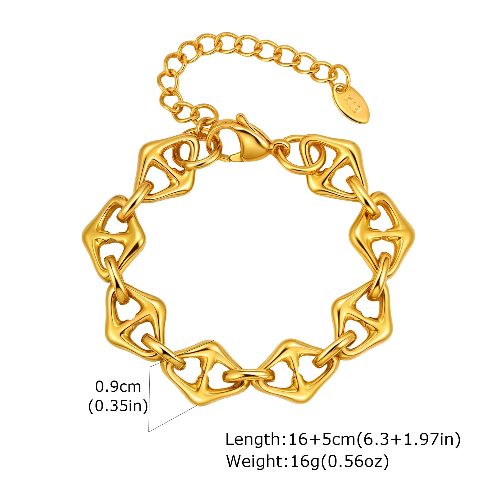 Massive klobige Toggle-Armbänder für Damen, Edelstahl OT-Verschluss-Gliederkettenarmband, vergoldet, anlaufgeschützt