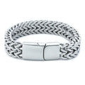 Edelstahlarmband geflochtene Doppelreihe vorn hinten Fischschuppen-Legierung Magnetschnalle Armband mit Kiel-Schmuck neues Modell