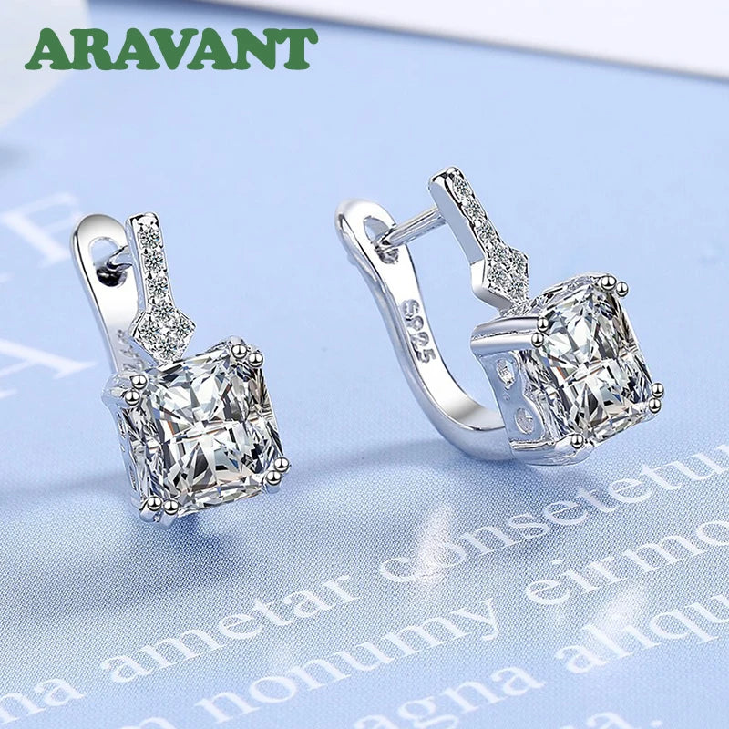 Aravant Pendientes Colgantes Cuadrados de Circonia de Plata de Ley 925 para Mujer Joyería de Moda