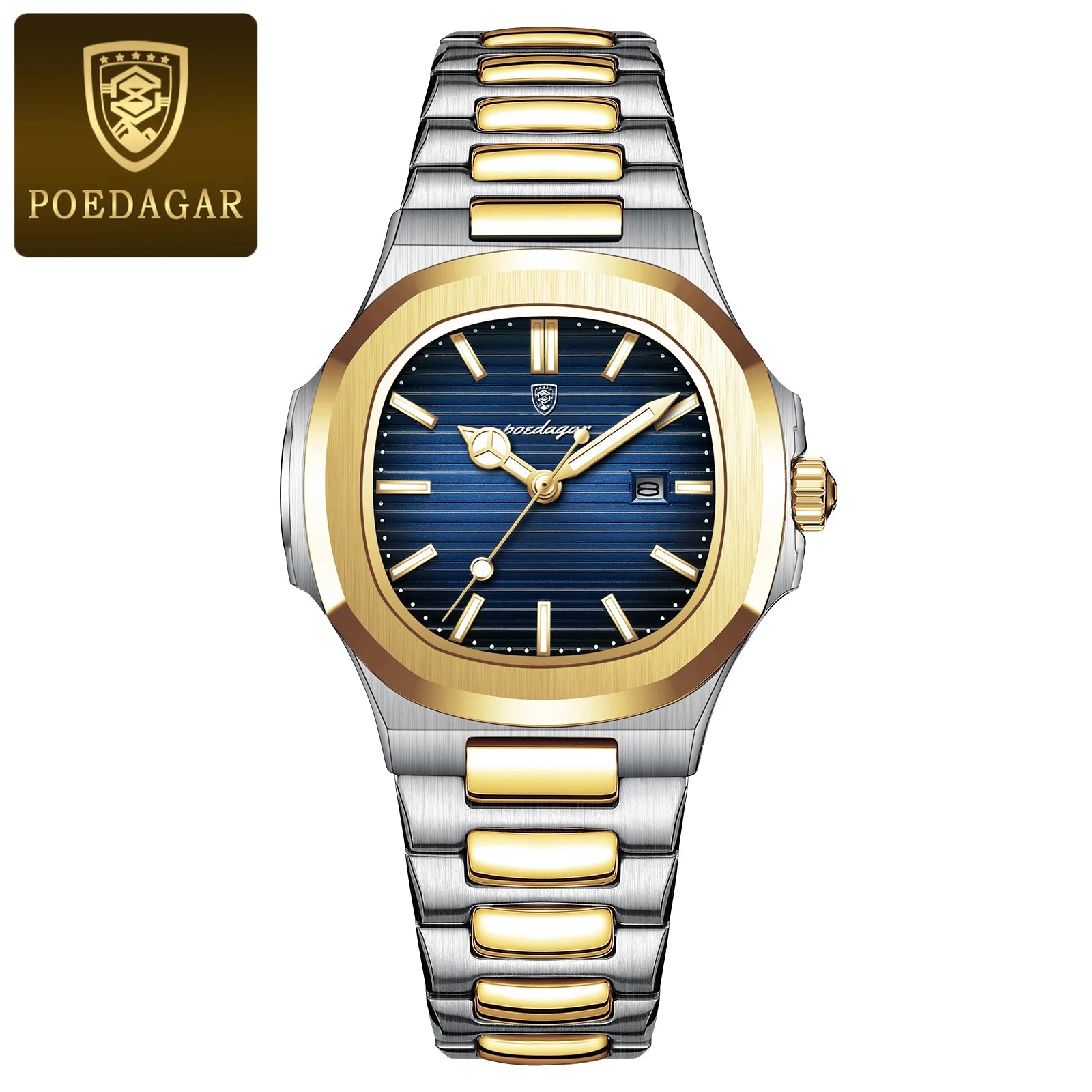 POEDAGAR Elegantes relojes de cuarzo para mujer, impermeables, luminosos, con fecha, reloj de pulsera para mujer, reloj de moda de acero inoxidable para mujer, Reloj