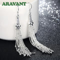 Aravant 925 Sterling Silber Mehrfachketten Lange Quasten Ohrringe Für Frauen Hochzeitsschmuck