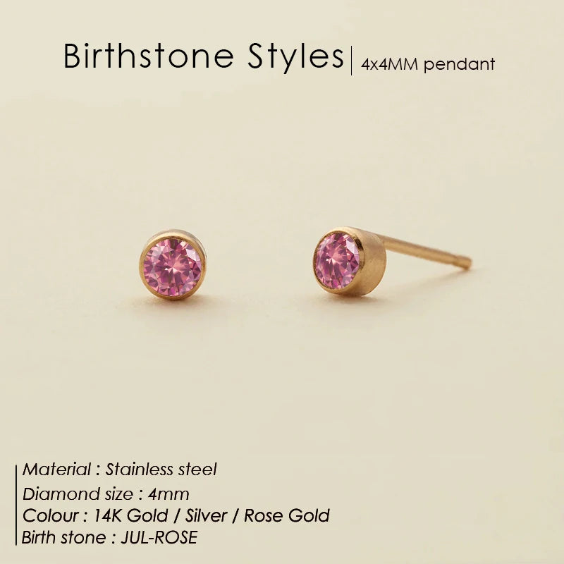316L Edelstahl Geburtsstein Ohrstecker Piercingpistole Goldfarbene Push-Back Ohrringe Piercing Sicher für Baby und Frauen Geschenk Schmuck