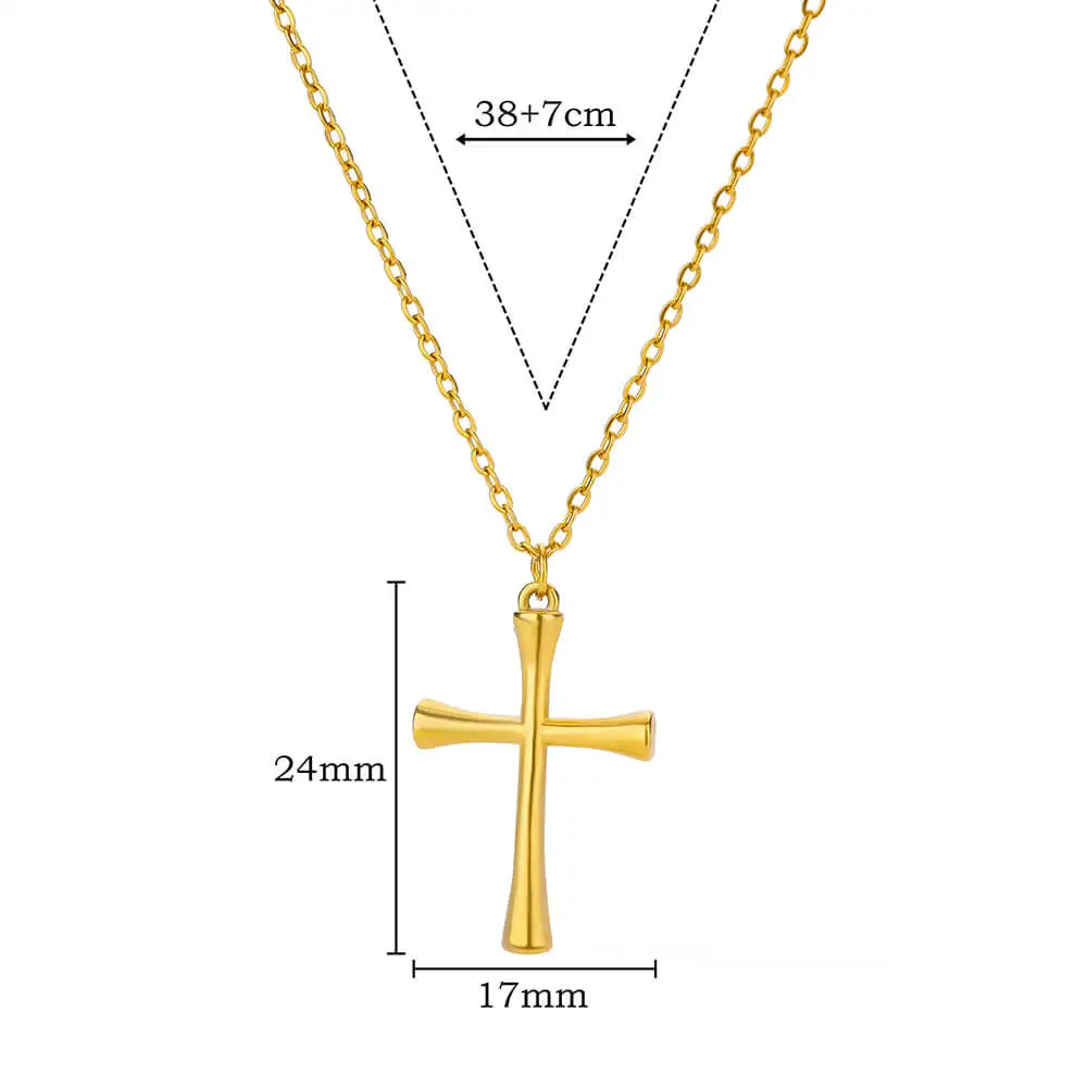 Cross Goddess Pendant Necklace for Women Stainless Steel 316L Gold Color Necklace 2025 New Party Jewelry Aesthetic Accessories