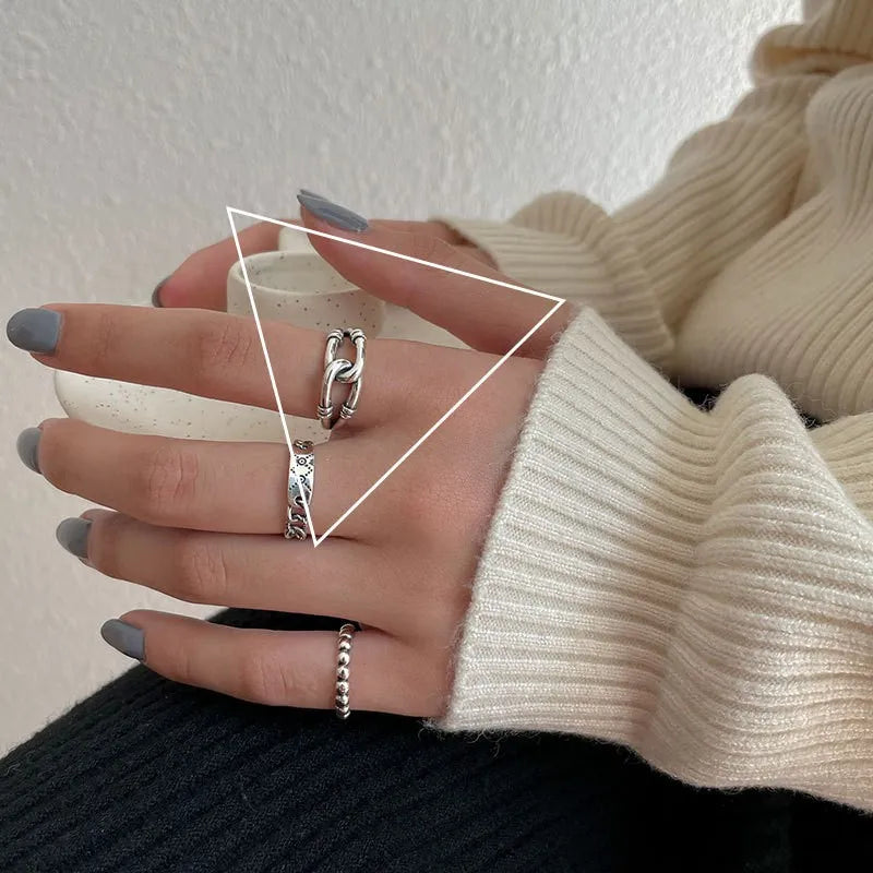 VENTFILLE 925 Sterling Silber Fingerringe Neue Mode Kreative Kreuz Hohlkette Geometrischer Partyschmuck Geschenke