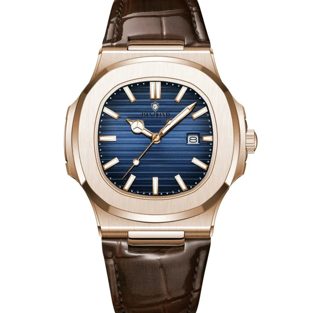 Nuevo Hombre de Suiza Reloj Informal de Oro Rosa Hombres Lujo Reloj Automático Relojes de Pulsera de Cuarzo de Moda Masculina Todo Por 1 Real