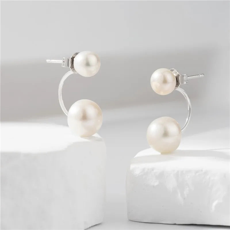 S925 Silber Kleine Perlenohrstecker Nahezu Rund, Dezente Eleganz, Vielseitiger Ohrschmuck