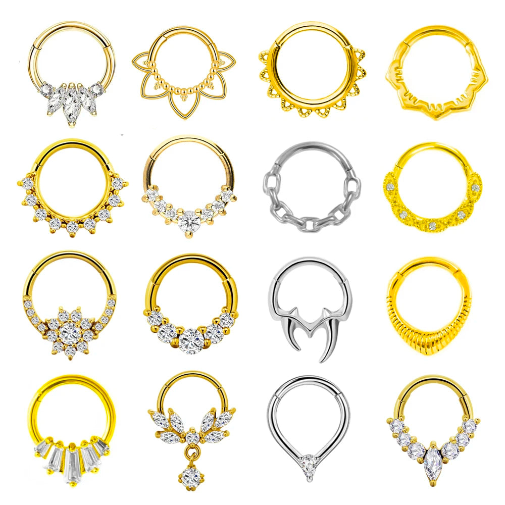 Blumen Nasenring Septum 100% 316L Chirurgenstahl Zirkon Clicker Daith Piercing Ohrknorpel Helix Hoop Blumen Wassertropfen