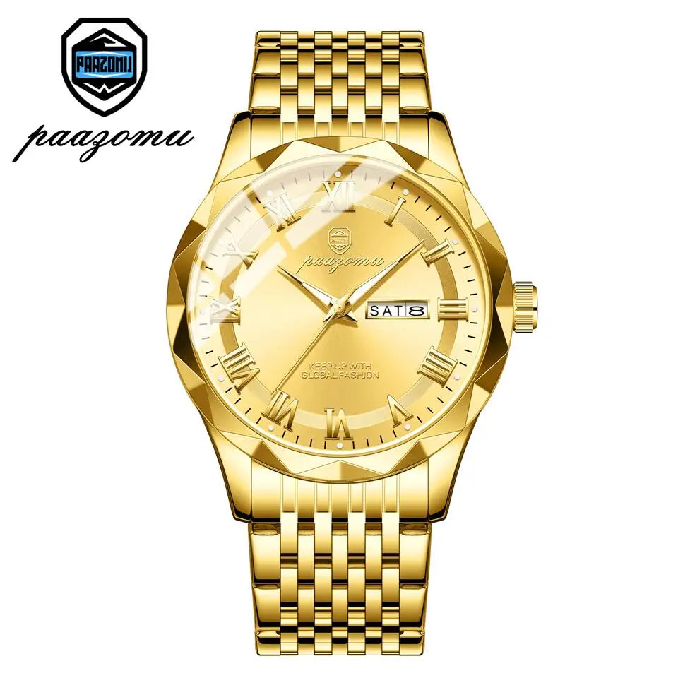 PAAZOMU Top Original Reloj de Hombre Impermeable Luminoso con Fecha Rectangular Reloj de Pulsera para Hombre Malla de Acero Inoxidable Relojes de Cuarzo para Hombre