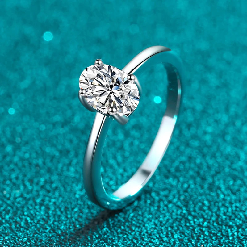 NeeTim 1ct Ovalschliff Moissanit Ring für Frauen Verlobung Hochzeit Labor Diamant s925 Sterling Silber mit vergoldeten Ringen Schmuck