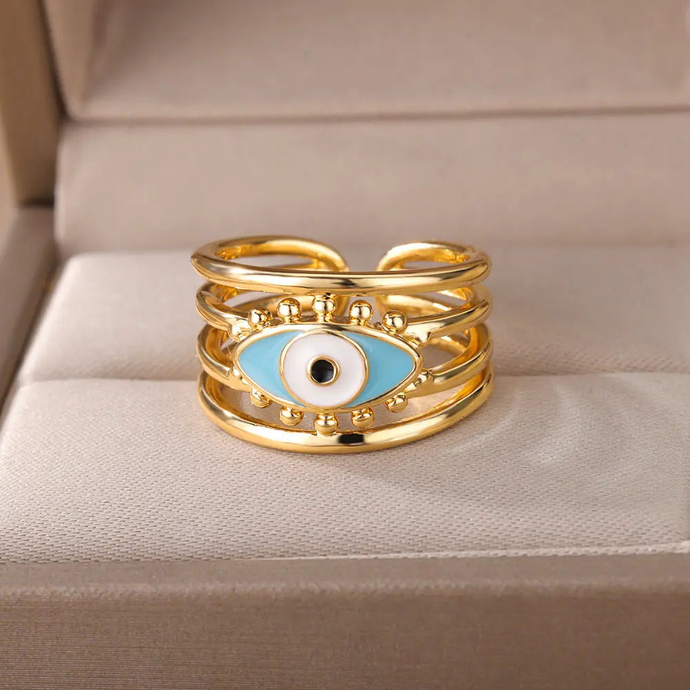 Böse Augen Ringe für Damen Edelstahl Türkischer Augenring Hochzeit Gothische Ästhetik Schmucksets anillos bague bijoux