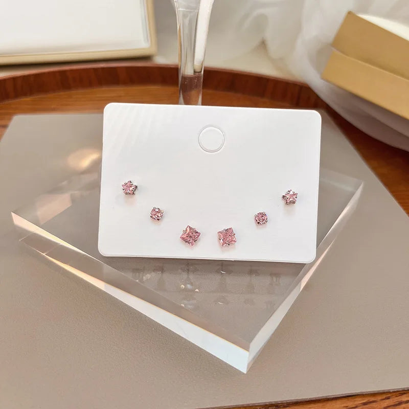 Neue S925 Silber Nadel Ohrstecker Set für Frauen Mädchen Einfache Süße Exquisite Mini Ohrringe Schmuck Geschenk Großhandel Direktverkauf