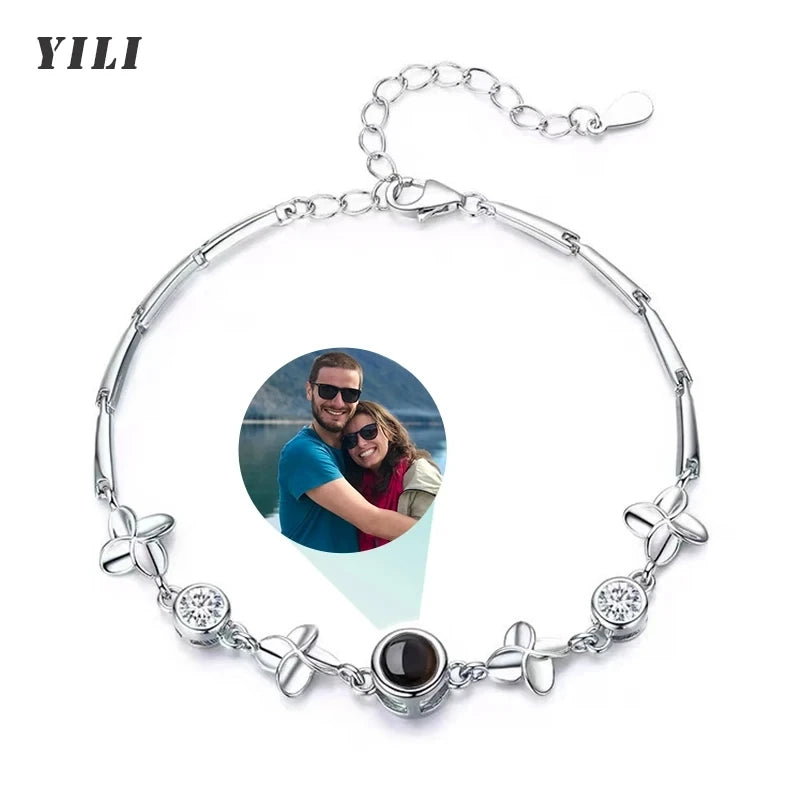 Kundenspezifisches Armband mit Bild im Inneren, Titan-Edelstahl-Kubanische Gliederkette, Armband mit personalisierter Fotoprojektion für Männer und Frauen