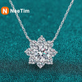 NeeTim 1CT Moissanite Diamond Necklace For Woman Pendant 925 Silver Plated with White Gold Chains Party Bridal Fine Jewelry Gift