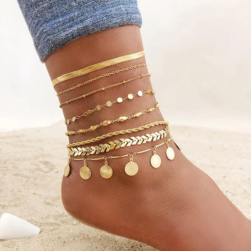 Schlangenketten-Fußkettchen für Damen und Mädchen, verstellbar, Sommer-Strand-Fußkettchen, Armband, Muttertagsgeschenke, Edelstahl, nicht allergisch