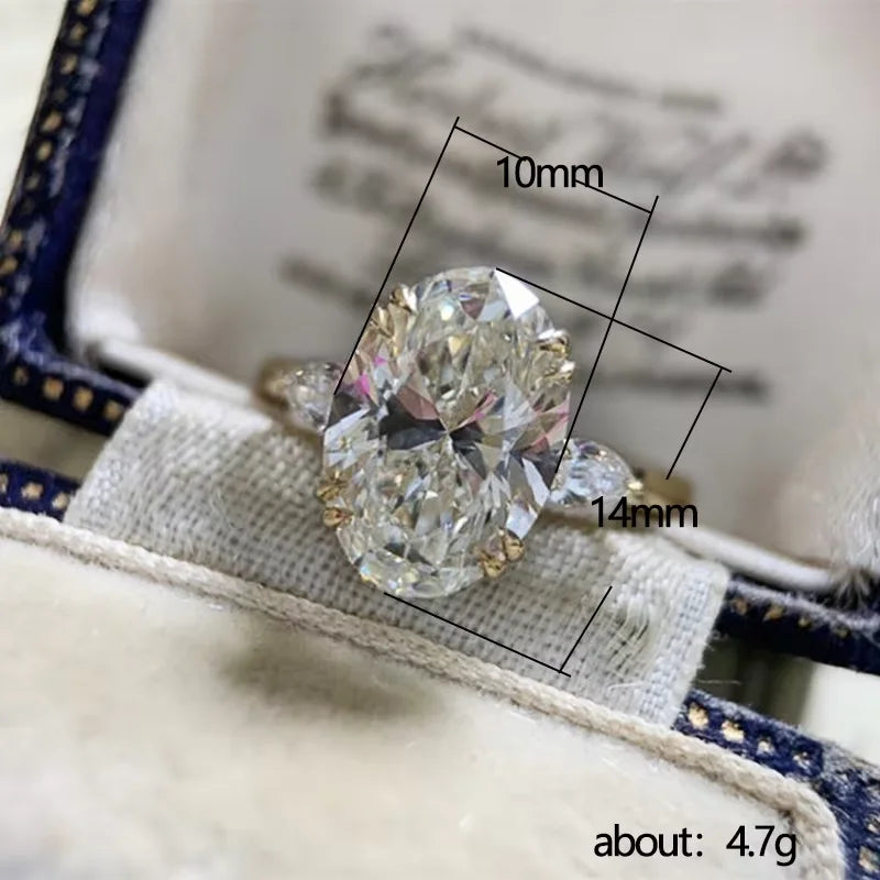 925 Sterling Silber Zirkonia Wunderschöne glänzende ovale Steinringe für Frauen Verlobung Hochzeit Luxus Hochwertiger Feiner Schmuck