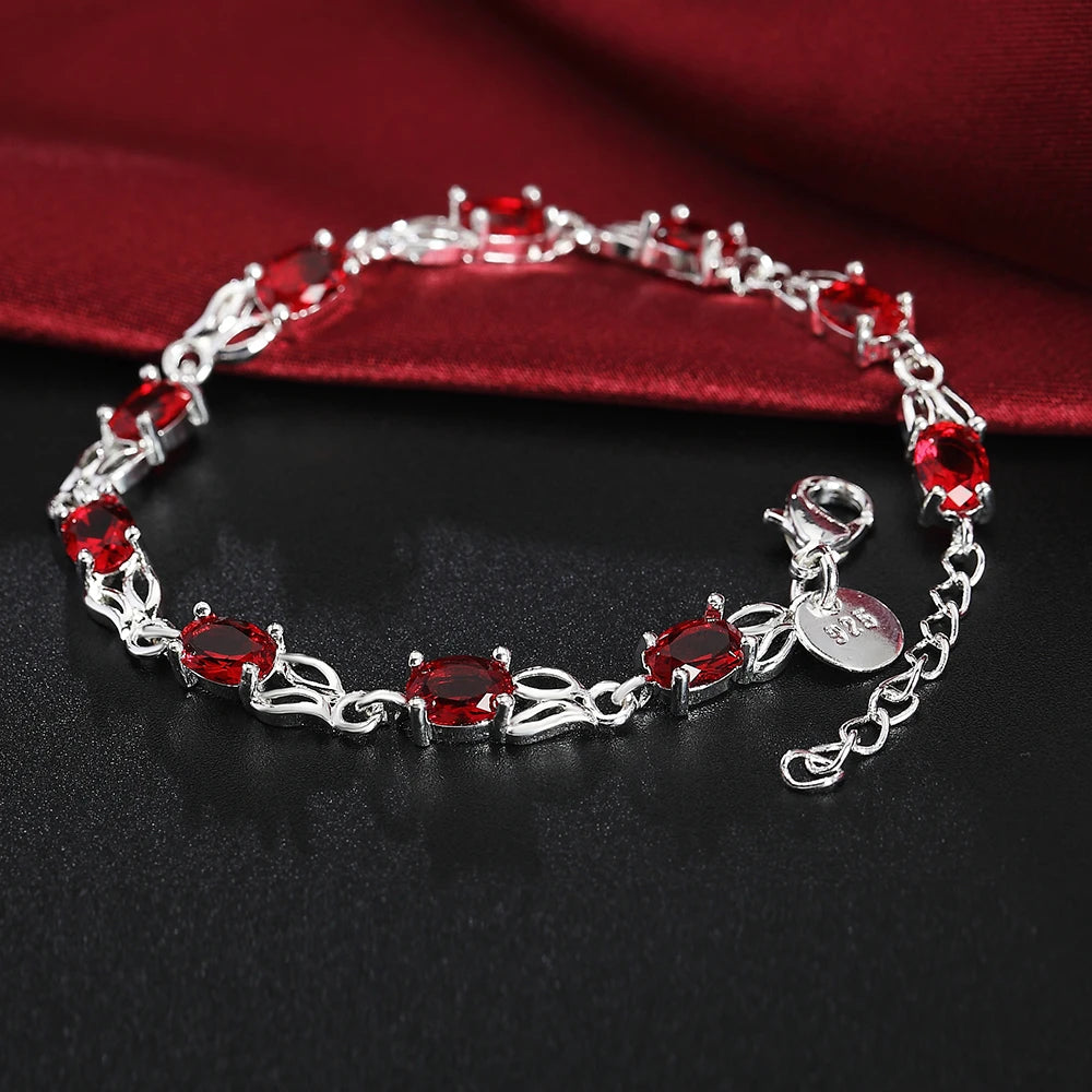 Armbänder aus 925er Sterlingsilber mit Rubin, Saphir und Amethyst, Damen-Hochzeitsschmuck, Großhandel