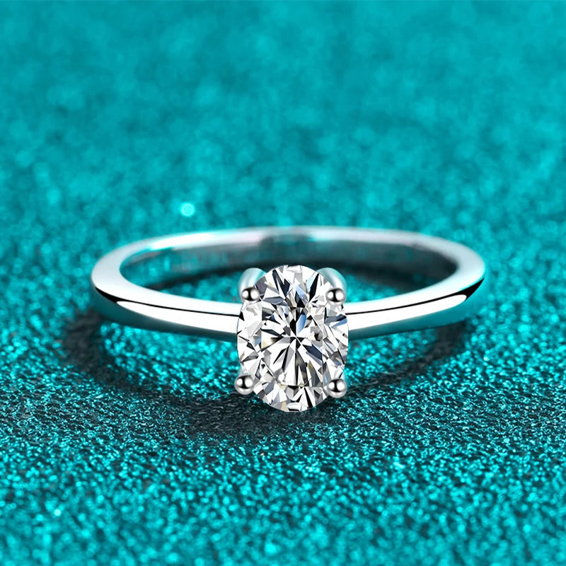 NeeTim 1ct Ovalschliff Moissanit Ring für Frauen Verlobung Hochzeit Labor Diamant s925 Sterling Silber mit vergoldeten Ringen Schmuck
