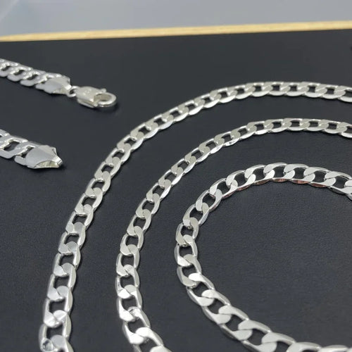 Herren 925 Sterling Silber Halskette 2/4/6/8/10/12MM 40-75cm Kette Halskette Karabinerverschluss Herren Damen Verlobung Schmuck Geschenke