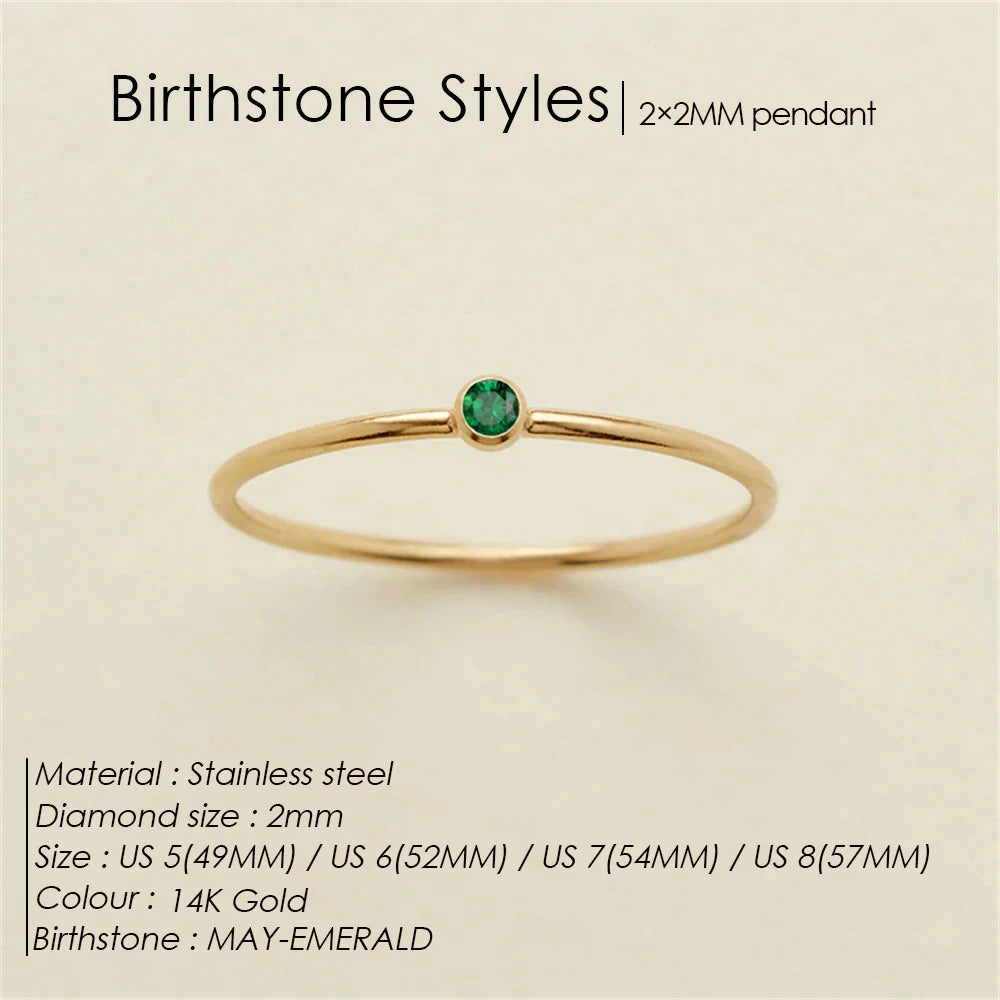 eManco Edelstahl Geburtssteinring Goldfarben Schlichter Modestil Für Damen Festival Party Geschenk